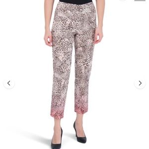 Zac & Rachel Tummy Control Animal Print Pants With Pink Leg Accent Size …
